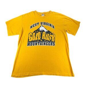 West Virginia Gold Rush Mountaineers T-Shirt L Gildan Heavy Cotton *